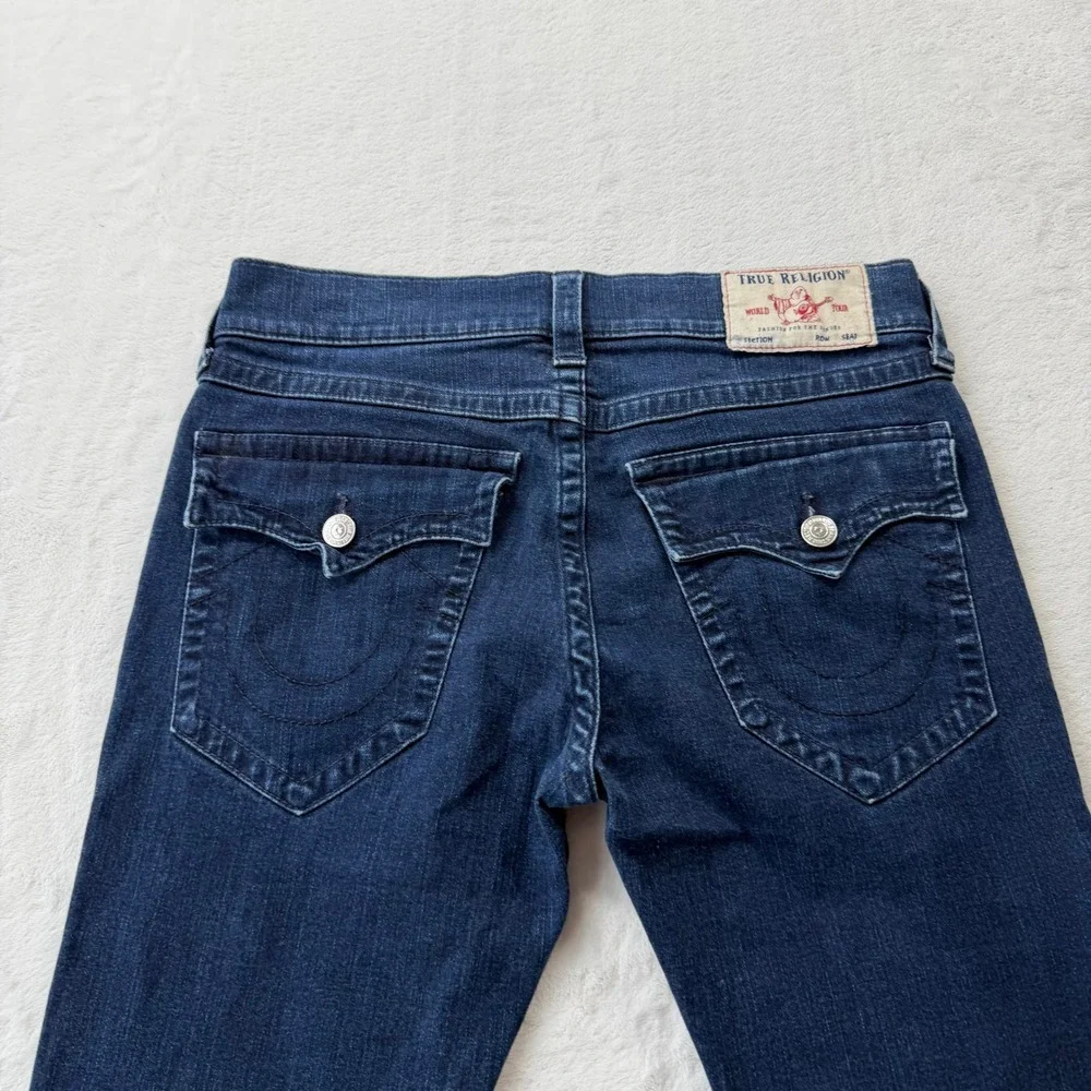 True Religion Rocco Flap Jeans Mens 33 Blue Good Relaxed Skinny N7Y4B52W01696